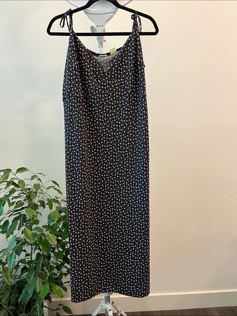 Levis navy Spaghetti Strap Slip Dress with White Floral Print